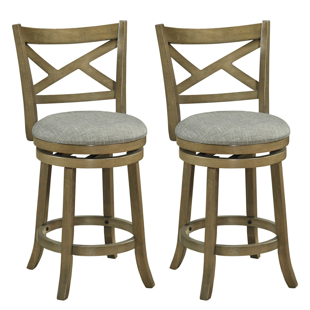 25/30 Inch Swivel Bar Stools Set of 2 with Backrests and Wood Frame-25 inches