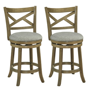 25/30 Inch Swivel Bar Stools Set of 2 with Backrests and Wood Frame-25 inches