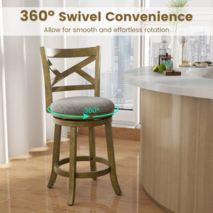 25/30 Inch Swivel Bar Stools Set of 2 with Backrests and Wood Frame-25 inches view 5