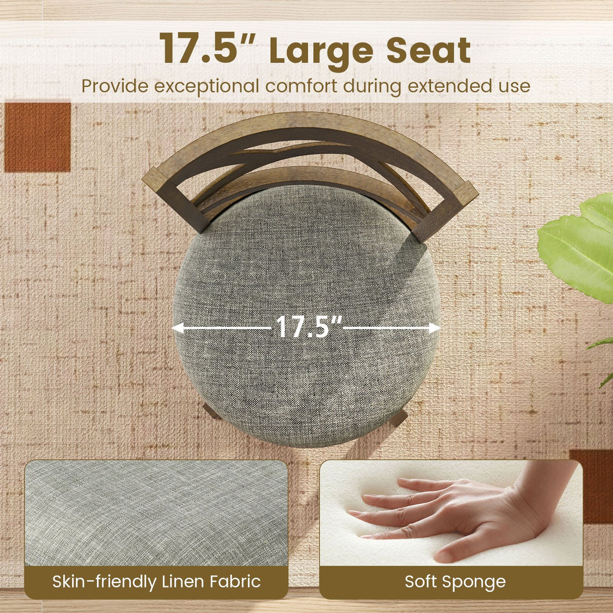 25/30 Inch Swivel Bar Stools Set of 2 with Backrests and Wood Frame-25 inches view 6