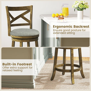 25/30 Inch Swivel Bar Stools Set of 2 with Backrests and Wood Frame-25 inches view 7