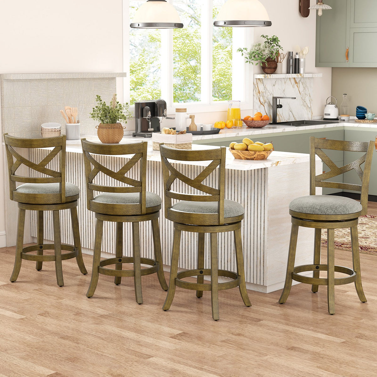 25/30 Inch Swivel Bar Stools Set of 2 with Backrests and Wood Frame-25 inches view 9