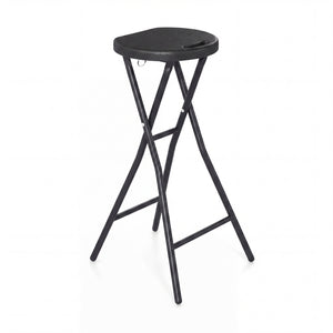 27.5 inches Folding Bar Stool with HDPE Seat & Carry Handle for Kitchen Bar Fishing-Black
