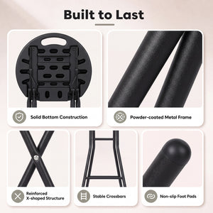 27.5 inches Folding Bar Stool with HDPE Seat & Carry Handle for Kitchen Bar Fishing-Black view 7