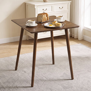 27.5 Inch Small Square Wooden Dining Table for 2-4 People Space-Saving Dining Room Table-Walnut view 2