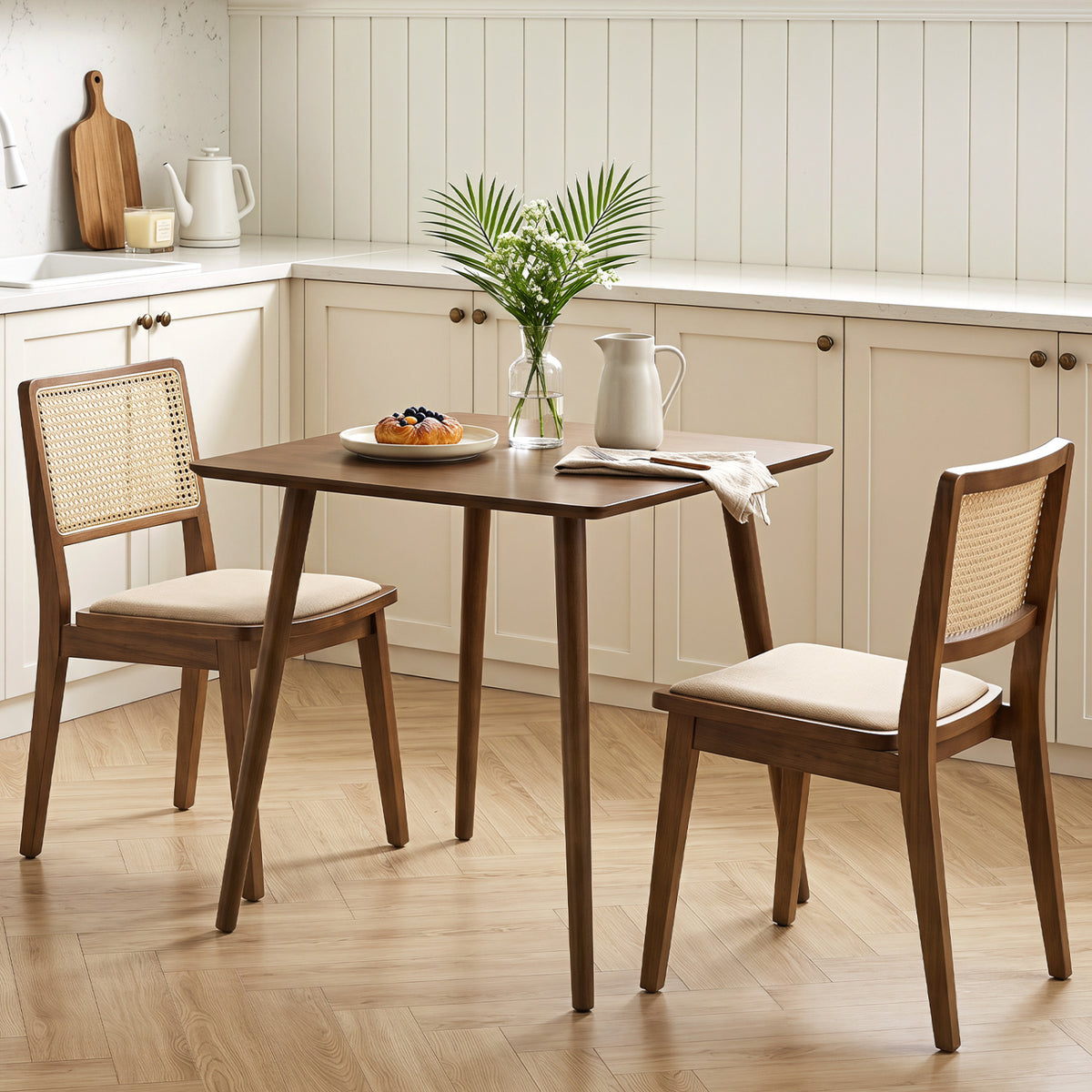 27.5 Inch Small Square Wooden Dining Table for 2-4 People Space-Saving Dining Room Table-Walnut view 3