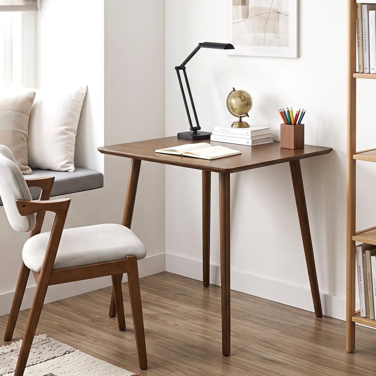 27.5 Inch Small Square Wooden Dining Table for 2-4 People Space-Saving Dining Room Table-Walnut view 7
