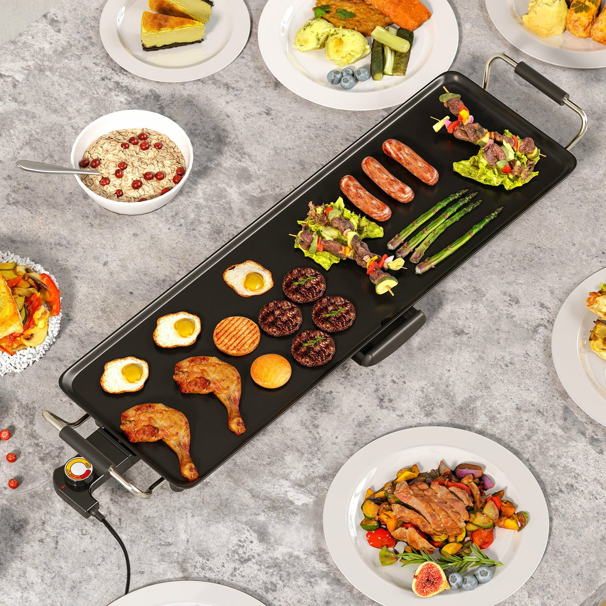 27 Inch Large Electric Griddle Nonstick BBQ Grill with Adjustable Temperature-S view 2