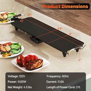 27 Inch Large Electric Griddle Nonstick BBQ Grill with Adjustable Temperature-S view 3