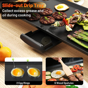 27 Inch Large Electric Griddle Nonstick BBQ Grill with Adjustable Temperature-S view 7
