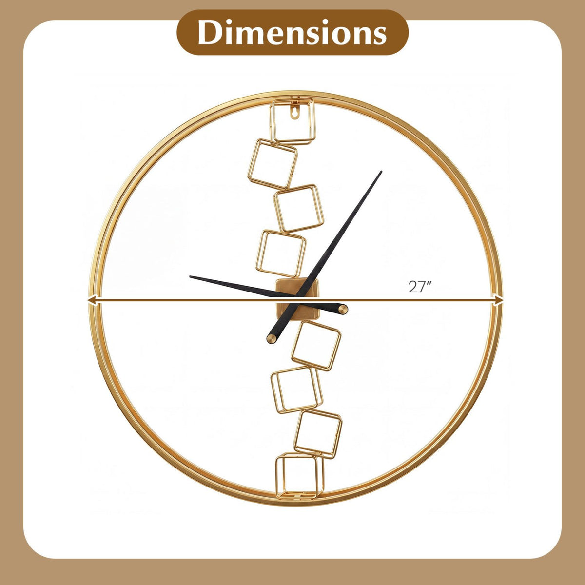 27 Inch Large Wall Clock for Living Room Bedroom Kitchen-Yellow view 5