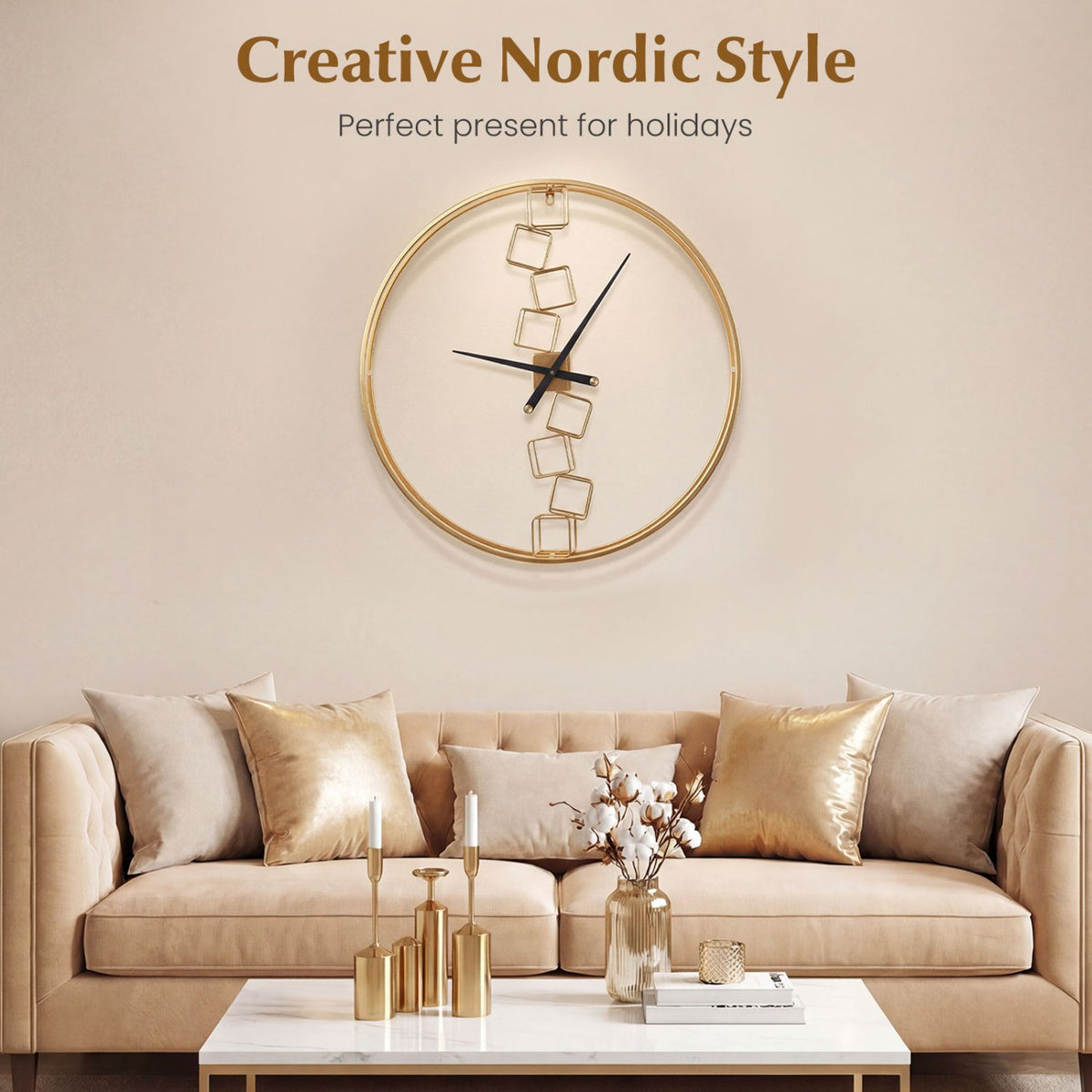 27 Inch Large Wall Clock for Living Room Bedroom Kitchen-Yellow view 6