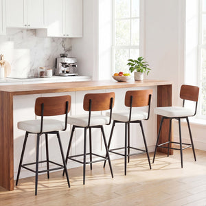 27 Inch Padded Counter Barstools Set of 2 with Metal Legs-White view 5