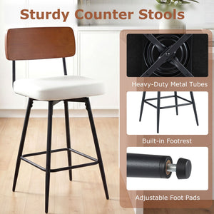 27 Inch Padded Counter Barstools Set of 2 with Metal Legs-White view 9