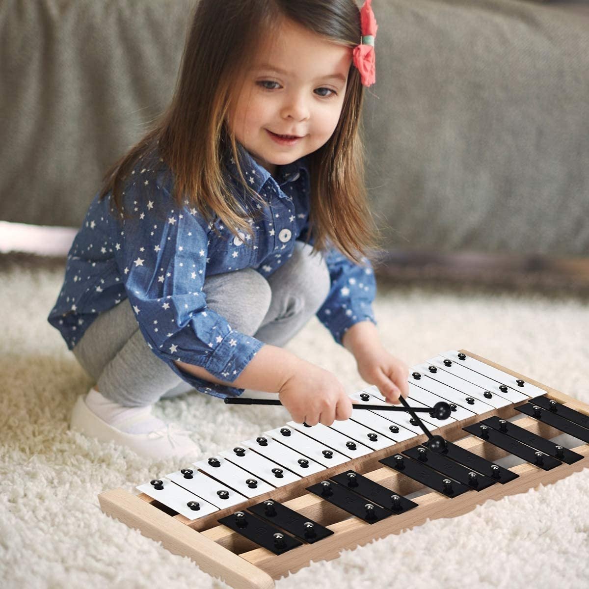 27 Note Glockenspiel Xylophone with 2 Rubber Mallets [Best Seller in the US] view 2