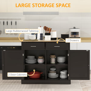 Kitchen Island with Drop Leaf, Rolling Kitchen Cart with 2 Drawers, Adjustable Shelves and Wood Countertop – view 4