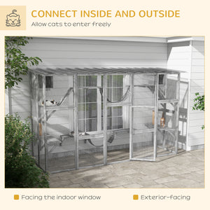 Large Outdoor Catio with Condos, Platforms, Doors, Ladders, Weather-Resistant Roof, Grey – view 3