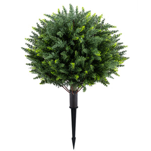 27.5 inch Artificial Cypress Topiary Trees with Ground Spikes Set of 2 view 3