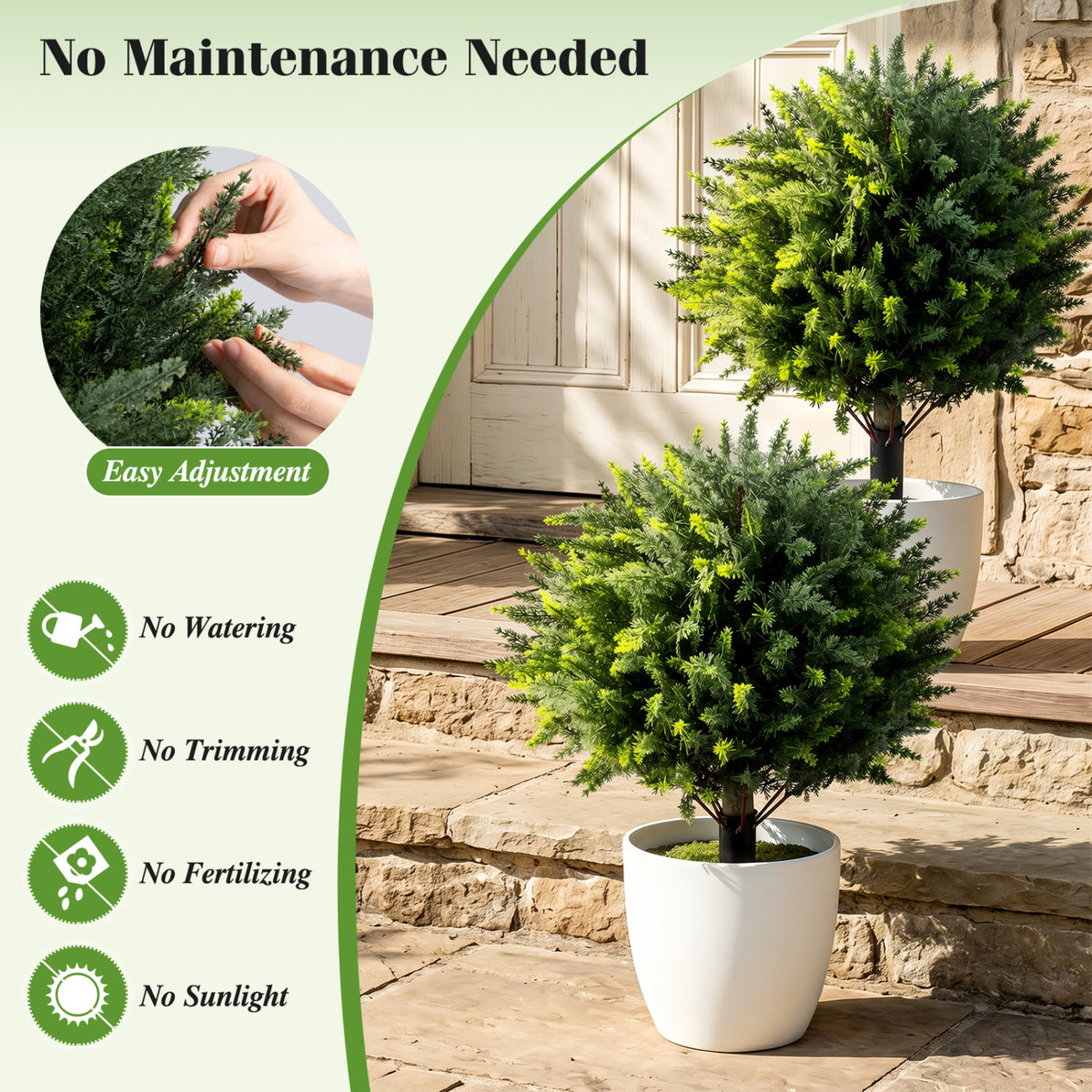 27.5 inch Artificial Cypress Topiary Trees with Ground Spikes Set of 2 view 8