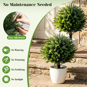 27.5 inch Artificial Cypress Topiary Trees with Ground Spikes Set of 2 view 8