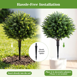 27.5 inch Artificial Cypress Topiary Trees with Ground Spikes Set of 2 view 9