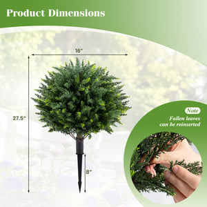 27.5 inch Artificial Cypress Topiary Trees with Ground Spikes Set of 2 view 4