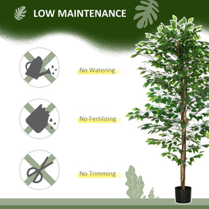 Set of 2 6ft Artificial Trees Ficus, Indoor Fake Plants with Pot, for Home Decor