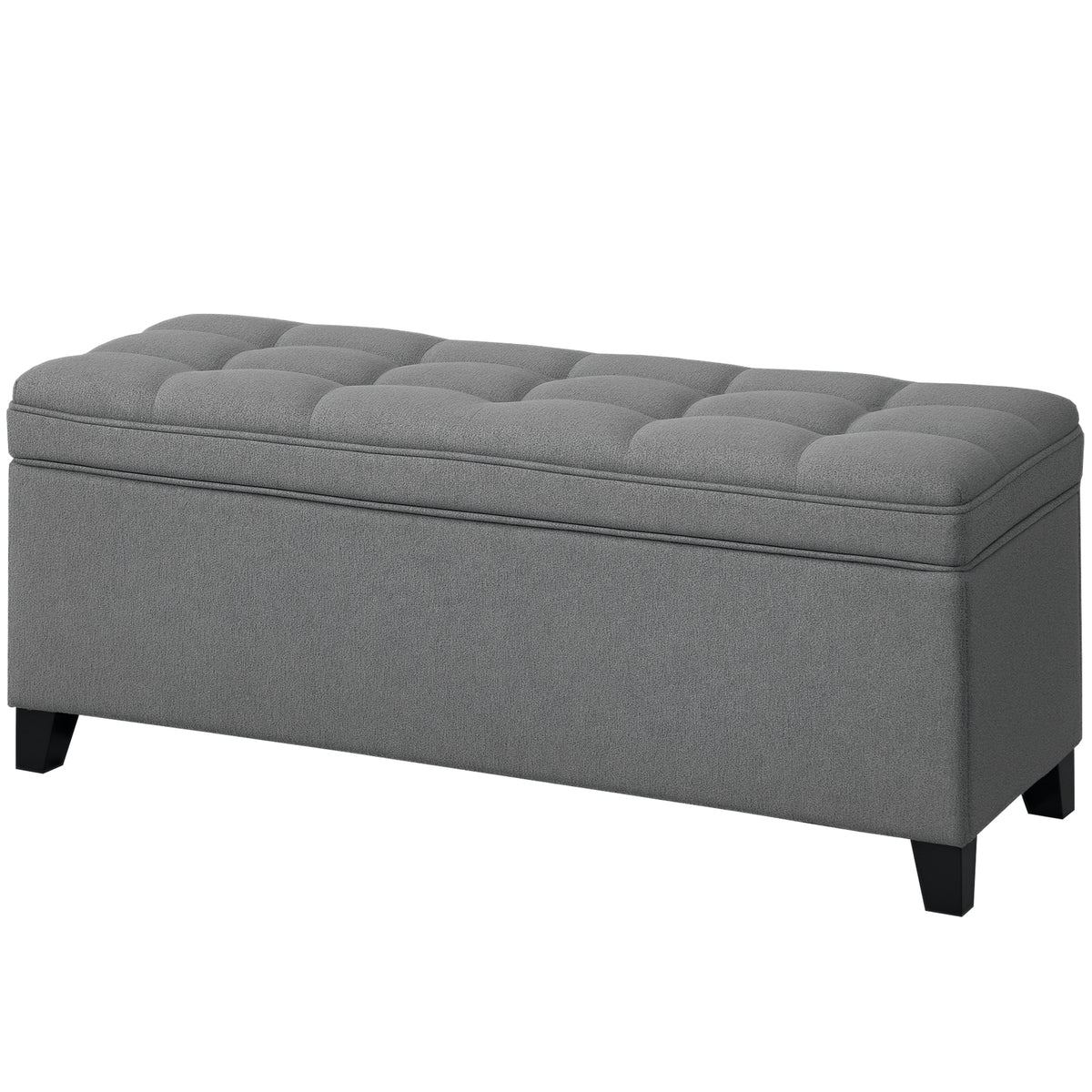 Storage Ottoman Bench, Foot Rest with Safety Hinges, 47 Inches Linen Storage Chest for Living Room, Dark Grey