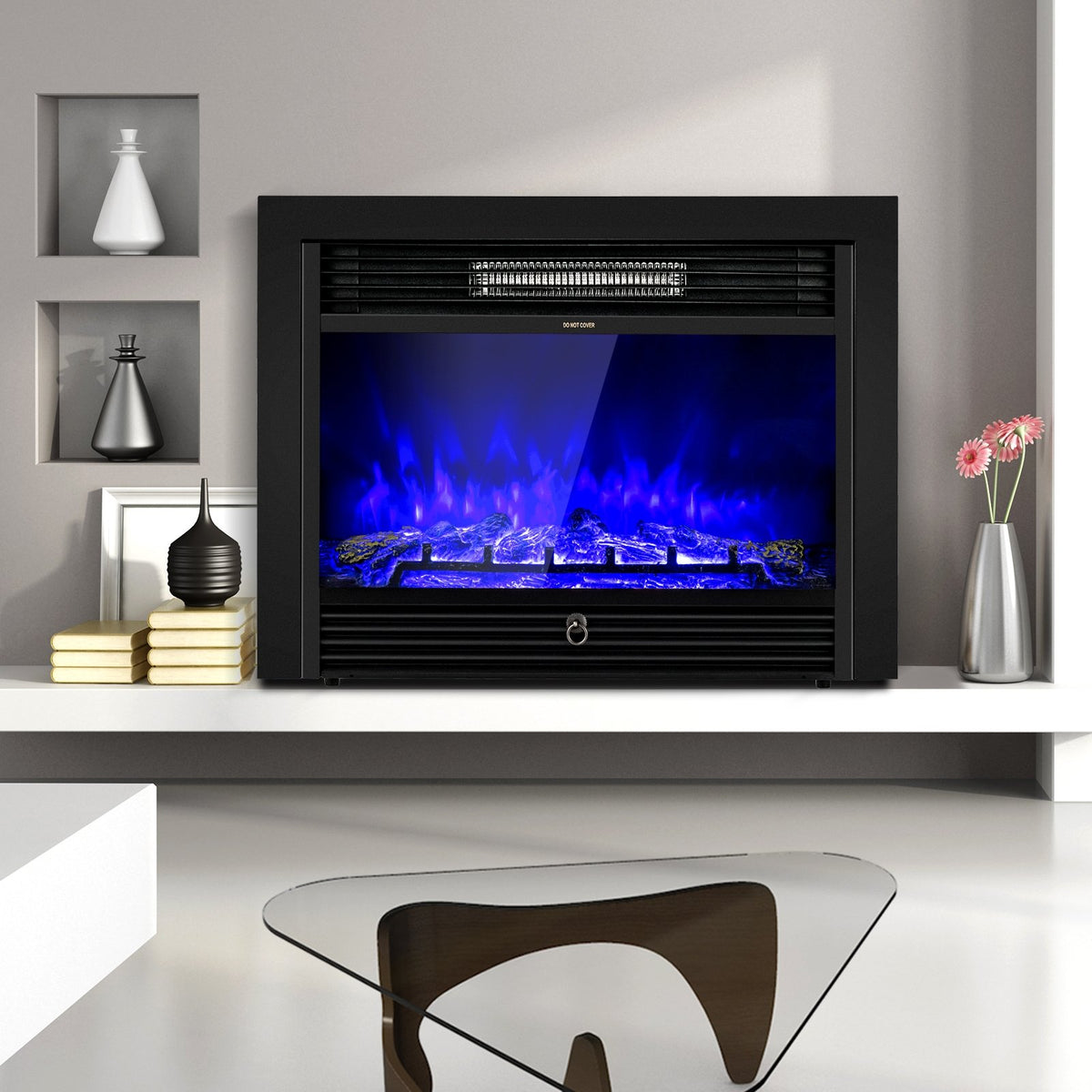 28.5 Inch Electric Fireplace Recessed with 3 Flame Colors view 3