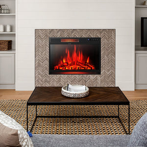 28 Inch Electric Freestanding and Recessed Fireplace with Remote view 2