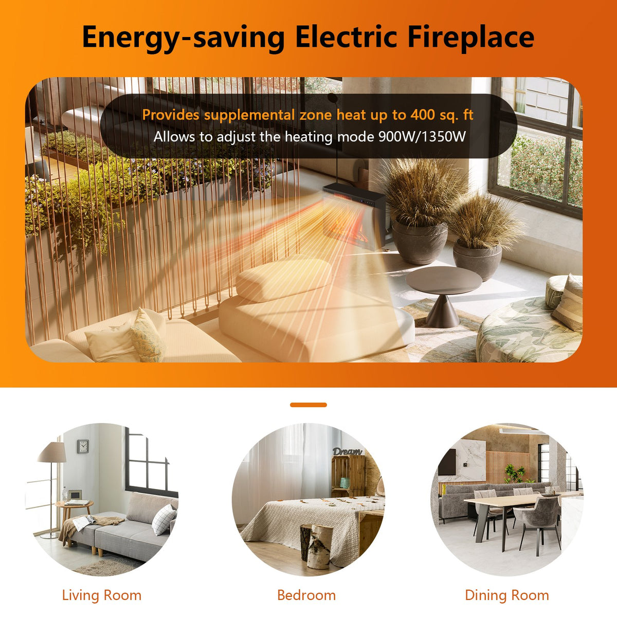 28 Inch Electric Freestanding and Recessed Fireplace with Remote view 6