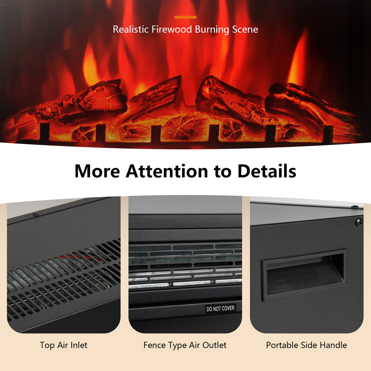 28 Inch Electric Freestanding and Recessed Fireplace with Remote view 7