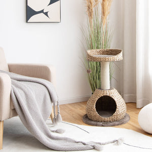 28 Inches Hand-Made Cat Tree Tower with Jump Platform-Coffee view 2