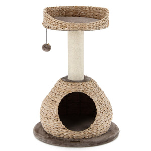 28 Inches Hand-Made Cat Tree Tower with Jump Platform-Coffee view 7