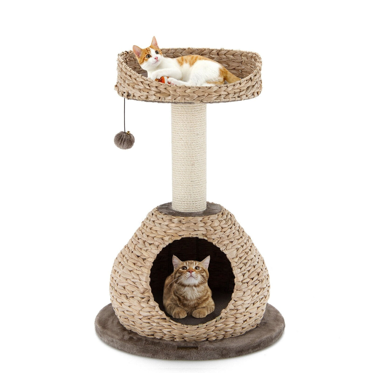 28 Inches Hand-Made Cat Tree Tower with Jump Platform-Coffee view 8
