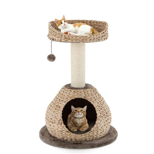 28 Inches Hand-Made Cat Tree Tower with Jump Platform-Coffee view 8