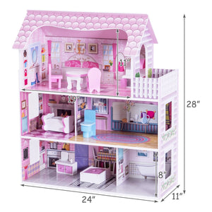 28 Inch Pink Dollhouse with Furniture view 5