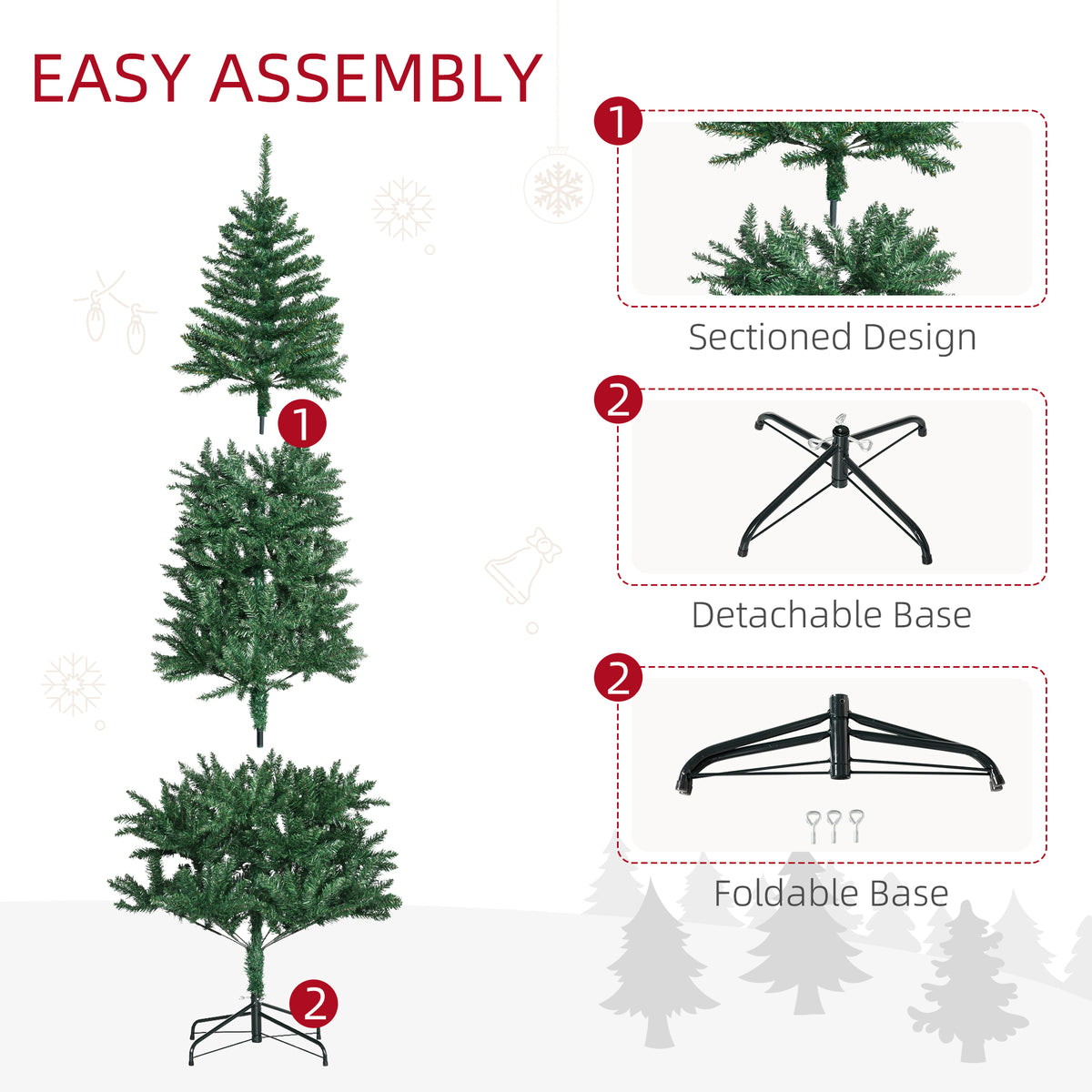 6.9ft Artificial Christmas Tree w/ Metal Stand Spruce Branch Tips Green