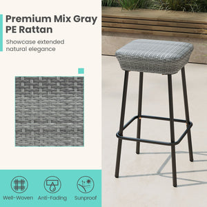 29.5 Inches Patio Bar Stools Set of 2 with Rattan Seat and Footrest view 5