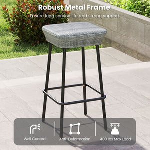 29.5 Inches Patio Bar Stools Set of 2 with Rattan Seat and Footrest view 6