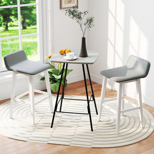 29 Inch Low-Back High-Top Chairs with Padded Seat and Rubber Wood Legs-White view 2