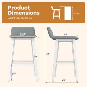 29 Inch Low-Back High-Top Chairs with Padded Seat and Rubber Wood Legs-White view 4