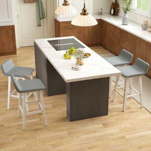 29 Inch Low-Back High-Top Chairs with Padded Seat and Rubber Wood Legs-White view 5