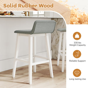 29 Inch Low-Back High-Top Chairs with Padded Seat and Rubber Wood Legs-White view 7