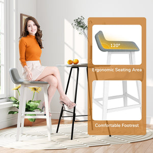 29 Inch Low-Back High-Top Chairs with Padded Seat and Rubber Wood Legs-White view 9