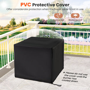29 Inch Propane Rattan Firepit Table with Lava Rocks and Protective Cover-Gray view 9