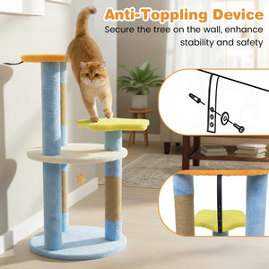 29 Inches Cute Modern Cat Tree with Star and Moon Shaped Platforms-Blue view 9