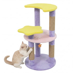 29 Inches Cute Modern Cat Tree with Star and Moon Shaped Platforms-Purple