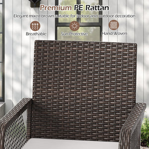 29 Inches Patio 360° Swivel Bar Stool with Cross-Woven Armrests and Seat Cushion-White view 7