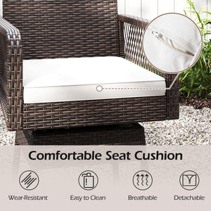 29 Inches Patio 360° Swivel Bar Stool with Cross-Woven Armrests and Seat Cushion-White view 9